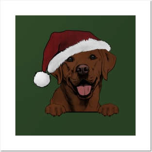 Merry Christmas Fox Red Lab Posters and Art